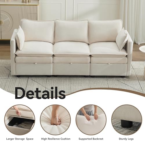 80" Cloud Modular 3 Seater Sofa - Image 5