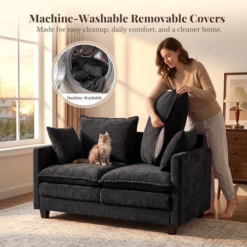 KYJ Loveseat Sofa, Cloud Love Seat Couch 3 Layer Cushion - Image 5