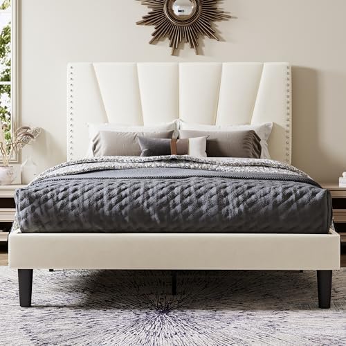 Allewie Full Size Velvet Platform Bed Frame by Allewie