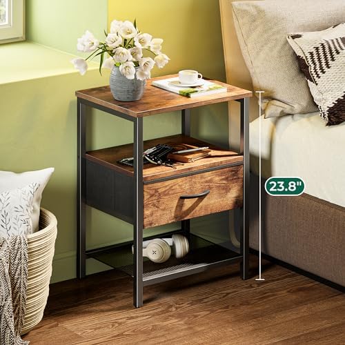 Huuger Night Stand with 2 Drawers, Bed Side Table with Open Shelf - Image 4