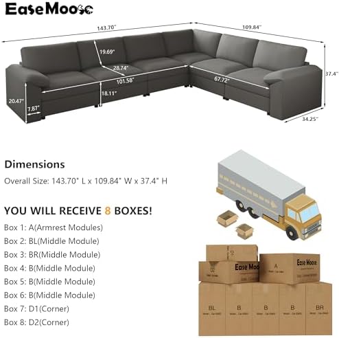 EASE MOOSE Modular Sectional Sofa, L Shaped Large Modular Couch - Image 2