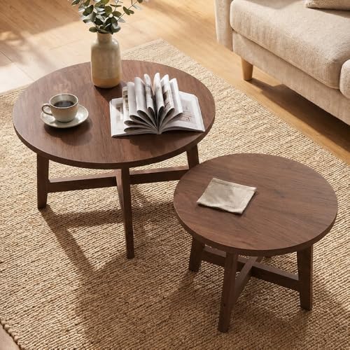 WILLIAMSPACE Round Wooden Nesting Coffee Table Set of 2 - Image 3