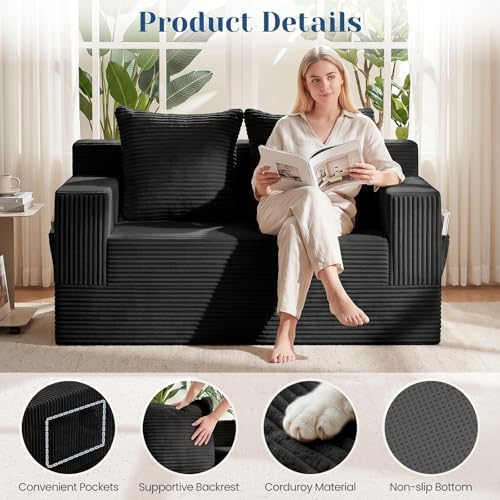 Convertible Sofa Bed, Small Boneless Couch & Boneless Loveseat, Pull Out Couch - Image 6