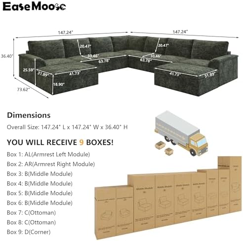 EASE MOOSE Boneless Couch for Living Room, Large Modular Sectional - Image 2