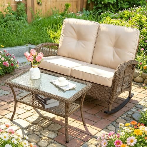 MEETWARM Outdoor Double Rocking Chair by MEETWARM