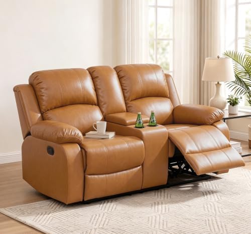 Leather Recliner Sofa，Reclining Loveseat by Caberryne