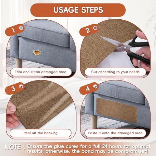 Linen Fabric Repair Tape 4.7x63 Inch, Self Adhesive Couch Patch Repair Fabric - Image 5