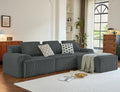 113" Boneless Couches for Living Room Oversized L-Shaped Grey by Kalafini