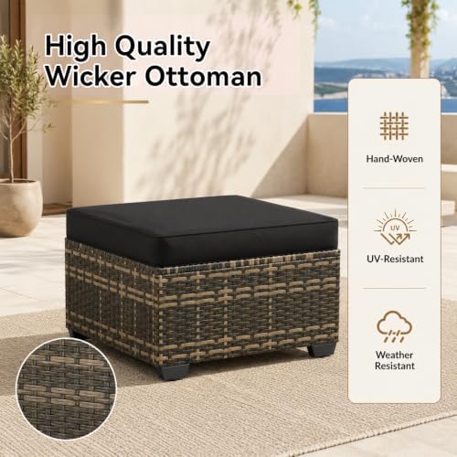 Aoxun 2 Piece Patio Sofa Ottomans - Image 4
