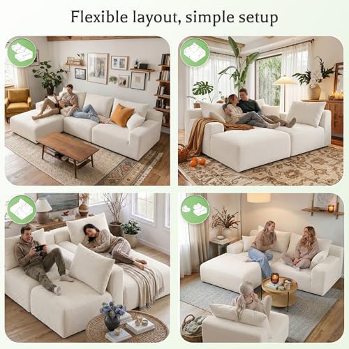 Homkdom Modular Sectional Sofa for Apartment, Left Facing - Image 6
