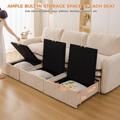 71'' 3-in-1 Modular Sectional Sleeper Sofa, Pull Out Couch - Image 4