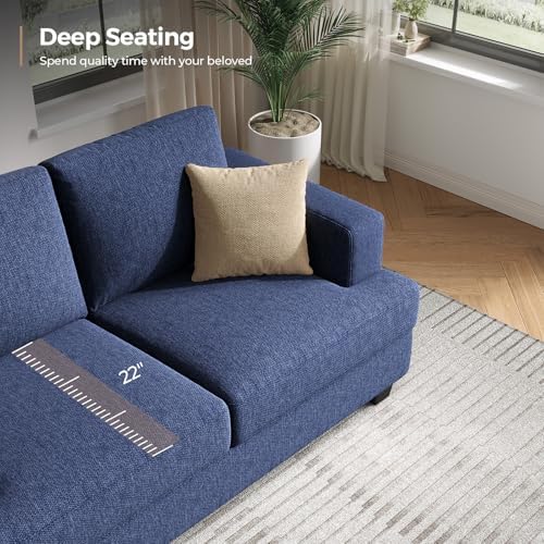 COPIAE 63 Inch Sofa with Extra Deep Seats Oversize, Linen Fabric 2 Seater Sofa - Image 4