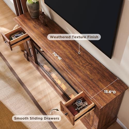 OKD 70" Farmhouse Fireplace TV Stand - Image 2