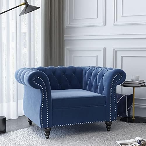 ORRD 2 Piece Living Room Set, Velvet Chesterfield Sofa Loveseat Couch Chair - Image 4