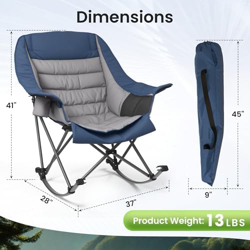 SUNW Oversized 400lbs Foldable Rocking Camping Chair - Image 2
