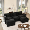 GOSUHI 108" U-Shaped Modular Cloud Couch, Deep Seat, Chenille Black by GOSUHI