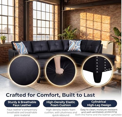 Faux Leather Sectional Couches for Living Room - Image 5