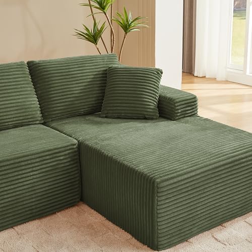 L Shaped Cloud Sectional Sofa for Living Room Green Boneless Couches - Image 6