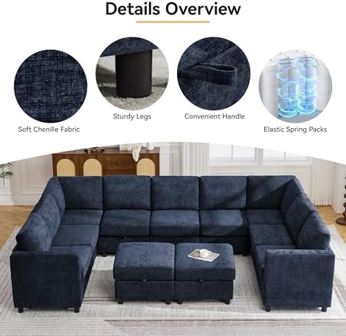 127'' Oversized U Shaped Modular Sofa, Sectional Couches - Image 5