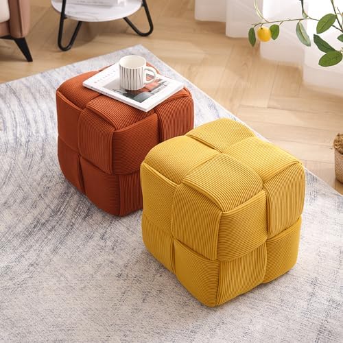 Cmishe 15" Square Woven Corduroy Ottoman Footrest - Image 6