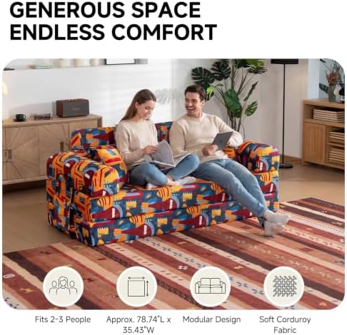 79" Memory Foam Sofa Bed, High Headrest Convertible Futon Boneless Couch - Image 7