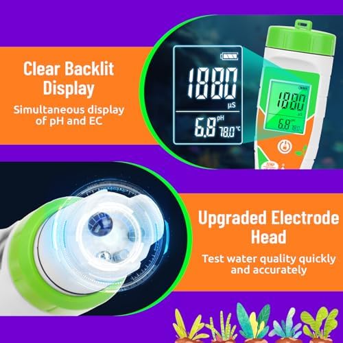 pH Meter for Water Hydroponics Nutrient 4 in 1 Digital EC pH TDS Temp Meter for - Image 6