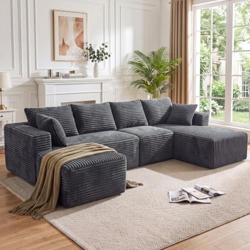 118" U Shaped Boneless Couches for Living Room, Modular Sectional Sofa by TEKIROSE