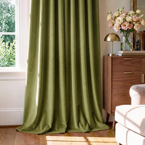 StangH Olive Green Velvet Luxury Drapes - Image 7
