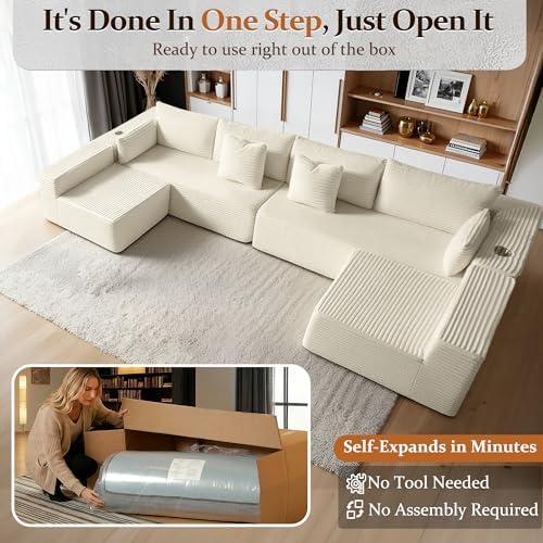 138" Cloud Sectional Couch, Comfort U Shaped Sofa - Image 3