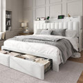 FreeHouse Queen Bed Frame with 2-Tier Storage Headboard & 4 Drawers by UnwindinYourOwnSpace