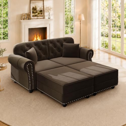 63" Velvet Chesterfield Loveseat Sofa by SmartEdge