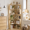 RUNSUNSPRI Tall Corner Bookshelf, 6-Tier Solid Wood L-Shaped Corner Shelf by RUNSUNSPRI