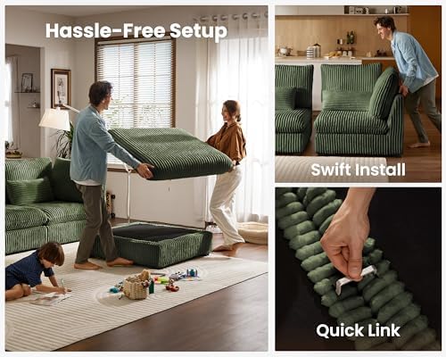 154" Oversize Corduroy Modular Sectional Sofa Couches - Image 5