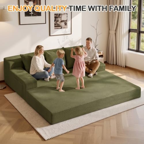 Erament 3 Seater Boneless Couch Sofa Bed, Compression Convertible Futon Floor - Image 6