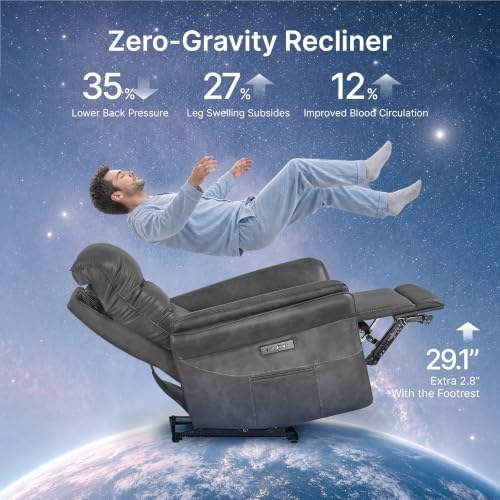 KISLOT Dual Motor Power Recliner Chair, Zero Gravity USB & Type-C, Dark Grey - Image 6