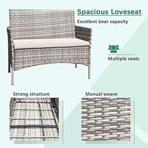 Greesum Patio Furniture 4 Pieces Conversation Sets - Image 4