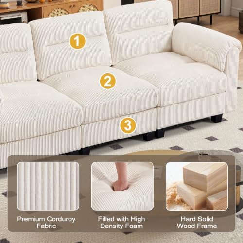 HAOMARKETS Corduroy Sofa Set, Upholstered 3-Seater Couch - Image 4