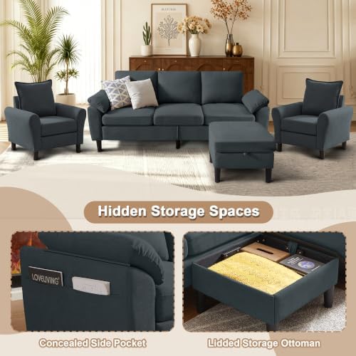 4 Pieces Sectional Sofa, Couch Set and 2 Accent Chairs - Image 3