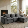 108" Cloud Sectional Couch, L-Shaped Convertible Modular Sofa. Grey by Buytime