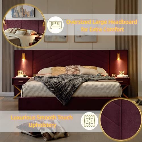 Queen Velvet Upholstered Bed Frame - Image 5
