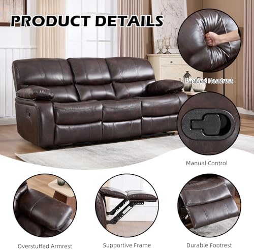 EBELLO Faux Leather Manual Recliner Set, Americana Minimalist 1-Seat Chair and - Image 3