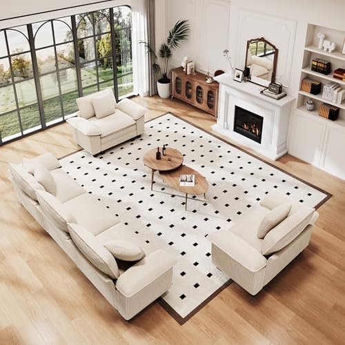 PHI VILLA 3-Piece Modular Sofa Set, 3-Seat Sectional Couch and 2 Armchairs - Image 2