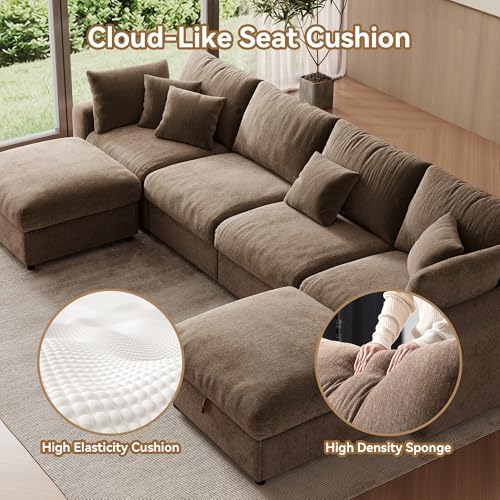 WorthFurni 140” Oversized Cloud Sectional Couches - Image 5