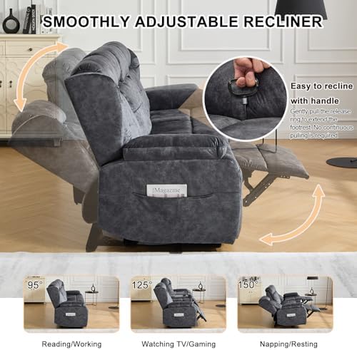 90.6" Reclining Sofa 3 Seater Recliner Couch - Image 4