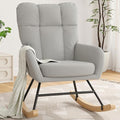 Nursery Rocking Chair, Upholstered Glider Rocker, Light Grey by AYEASY