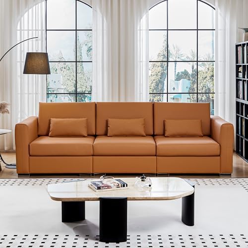 108.7'' Leather Couch, 4-Seater Oversized Upholstered Sofa - Image 3