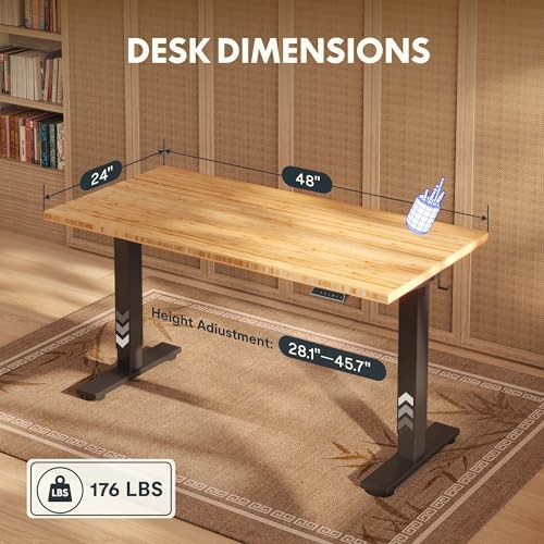 FLEXISPOT 48" x 24" Solid Bamboo Standing Desk - Image 2