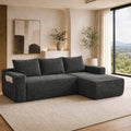96 inch Boneless Couch, Modular L-Shaped Cloud Sectional Sofa, Dark Grey by Yomsum