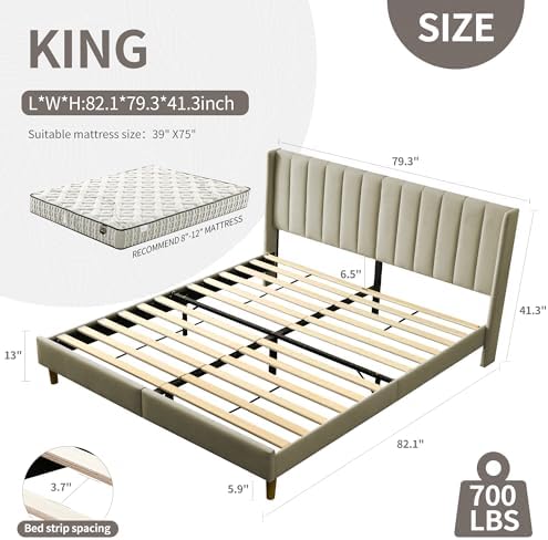 YUHUASHI King Bed Frame，Platform Bed - Image 2