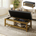 Befurtori Ottoman with Storage Bench, Linen Upholstered Bench, Dark Gary by Befurtori